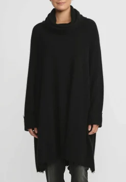 Rundholz Dip Merino Wool And Raccoon Cowl Neck Tunic In Black