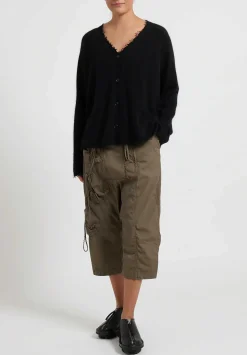 Rundholz Dip Merino Wool And Raccoon Hair V-Neck Cardigan In Black