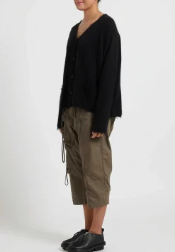 Rundholz Dip Merino Wool And Raccoon Hair V-Neck Cardigan In Black