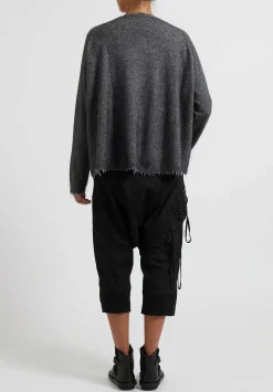 Rundholz Dip Merino Wool And Raccoon Hair V-Neck Cardigan In Grey Melange