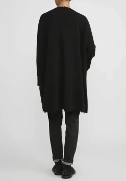 Rundholz Dip Merino Wool And Raccoon Hair V-Neck Tunic In Black
