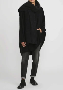 Rundholz Dip Merino Wool And Raccoon Hair V-Neck Tunic In Black
