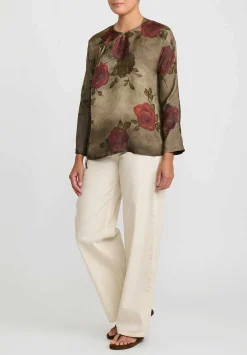 Uma Wang Moulay Thyme Top In Army Green & Red