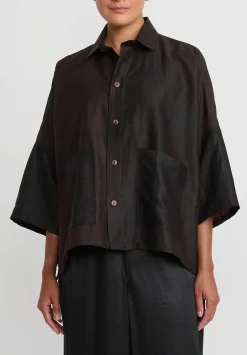 Noir Handmade Mud Silk Elvia Blouse In Black & Red