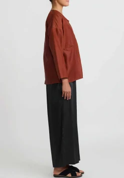 Noir Handmade Mud Silk Short Jacket In Rust Brown