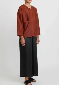 Noir Handmade Mud Silk Short Jacket In Rust Brown