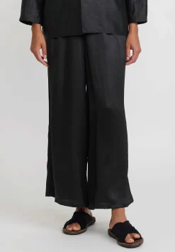 Noir Handmade Mud Silk Wide Pants In Black