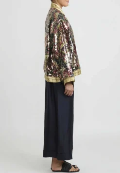 Rianna + Nina One-Of-A-Kind Reversible Sequin Bomber Jacket In Cream Multi