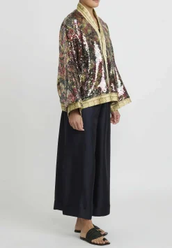 Rianna + Nina One-Of-A-Kind Reversible Sequin Bomber Jacket In Cream Multi