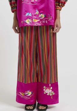 Rianna + Nina One-Of-A-Kind Silk Wide Leg Lux Pants In Red Stripes