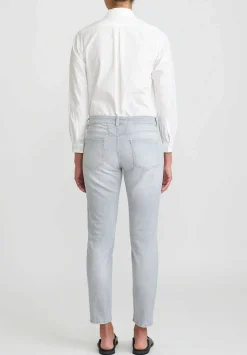 Closed Organic Cotton Baker Cropped Jeans With Embroidery In Light Grey