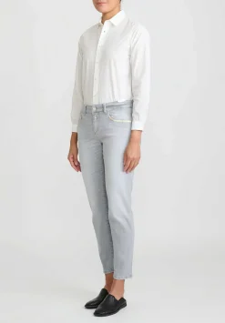 Closed Organic Cotton Baker Cropped Jeans With Embroidery In Light Grey