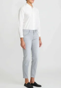 Closed Organic Cotton Baker Cropped Jeans With Embroidery In Light Grey