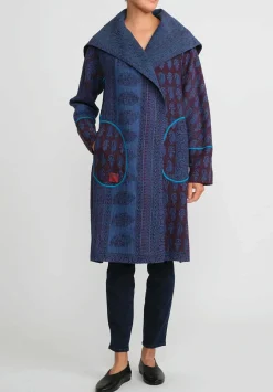 Mieko Mintz Overdyed Cotton A-Line Coat In Blue