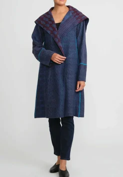 Mieko Mintz Overdyed Cotton A-Line Coat In Blue