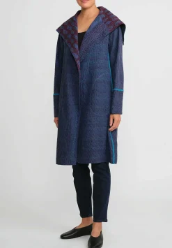 Mieko Mintz Overdyed Cotton A-Line Coat In Blue