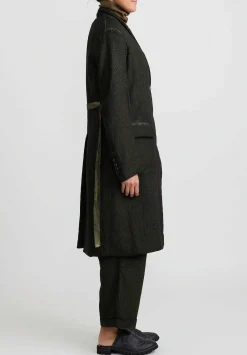 Masnada Padded ''Sen'' Coat In Moss Green & Black Check