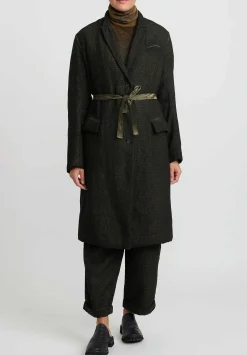 Masnada Padded ''Sen'' Coat In Moss Green & Black Check