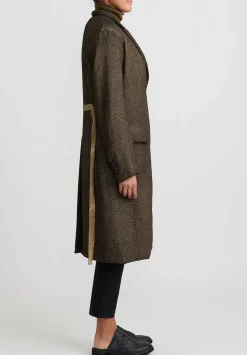 Masnada Padded ''Sen'' Coat In Mustard Brown & Black Check
