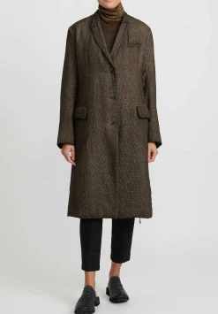 Masnada Padded ''Sen'' Coat In Mustard Brown & Black Check