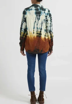 Jil Sander+ Padded Tie Dye Shirt In Green & Brown