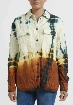 Jil Sander+ Padded Tie Dye Shirt In Green & Brown