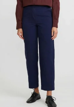 Casey Casey Paper Cotton And Linen ''Bee'' Pants In Ink Blue