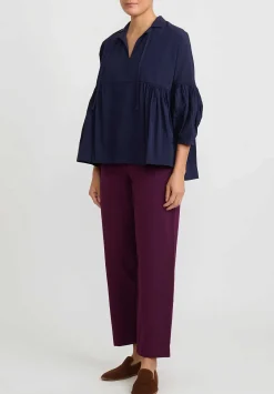 Casey Casey Paper Cotton ''Camelia'' Top In Ink Blue