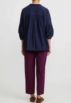 Casey Casey Paper Cotton ''Camelia'' Top In Ink Blue