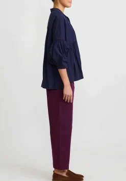 Casey Casey Paper Cotton ''Camelia'' Top In Ink Blue