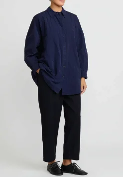 Casey Casey Paper Cotton Shirt In Navy Blue