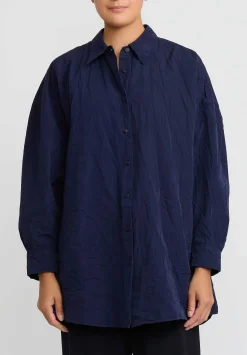 Casey Casey Paper Cotton Shirt In Navy Blue