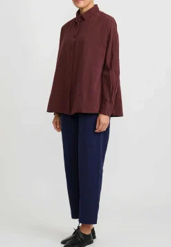 Casey Casey Paper Cotton ''Waga Soleil'' Shirt In Burgundy Red