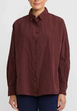 Casey Casey Paper Cotton ''Waga Soleil'' Shirt In Burgundy Red