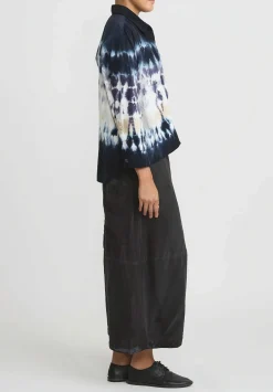 Gilda Midani Pattern Dyed Corduroy Pocket Shirt In Blue Indigo Row