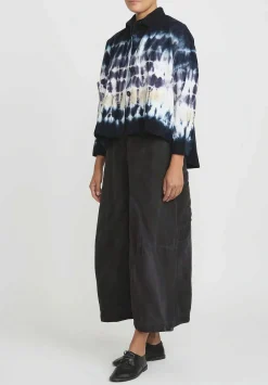 Gilda Midani Pattern Dyed Corduroy Pocket Shirt In Blue Indigo Row