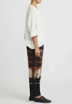 Gilda Midani Pattern Dyed Cotton Pajama Pants In Chocolate Brown Row
