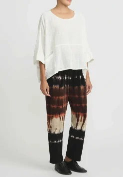 Gilda Midani Pattern Dyed Cotton Pajama Pants In Chocolate Brown Row