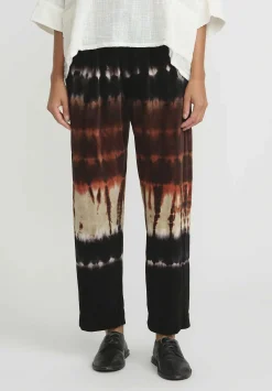 Gilda Midani Pattern Dyed Cotton Pajama Pants In Chocolate Brown Row