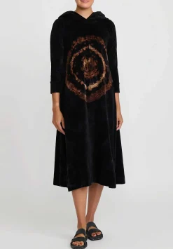 Gilda Midani Pattern Dyed Hooded Maria Dress In Fire Ring