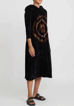 Gilda Midani Pattern Dyed Hooded Maria Dress In Fire Ring