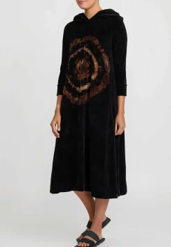 Gilda Midani Pattern Dyed Hooded Maria Dress In Fire Ring