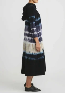 Gilda Midani Pattern Dyed Hooded Maria Dress In Blue Indigo Row