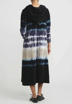 Gilda Midani Pattern Dyed Hooded Maria Dress In Blue Indigo Row