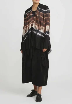 Gilda Midani Pattern Dyed Karan Cardigan In Chocolate Brown Row