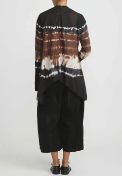 Gilda Midani Pattern Dyed Karan Cardigan In Chocolate Brown Row