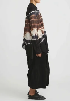 Gilda Midani Pattern Dyed Karan Cardigan In Chocolate Brown Row