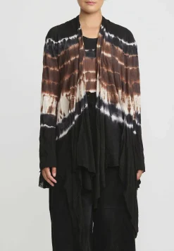 Gilda Midani Pattern Dyed Karan Cardigan In Chocolate Brown Row