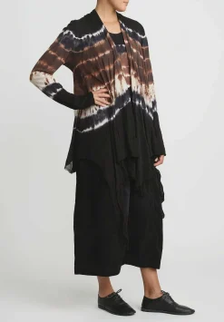 Gilda Midani Pattern Dyed Karan Cardigan In Chocolate Brown Row