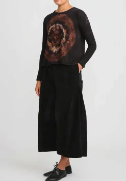 Gilda Midani Pattern Dyed Long Sleeve Trapeze Tee In Fire Ring